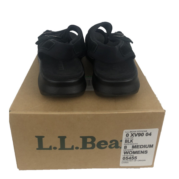 L.L. Bean Womens Sandals Size 8 Medium Triple Strap Adjustable Black Suede Shoes - Picture 3 of 10